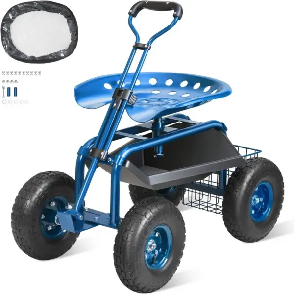 VEVOR Garden Cart Rolling Workseat with Wheels Chair Style w product image 1