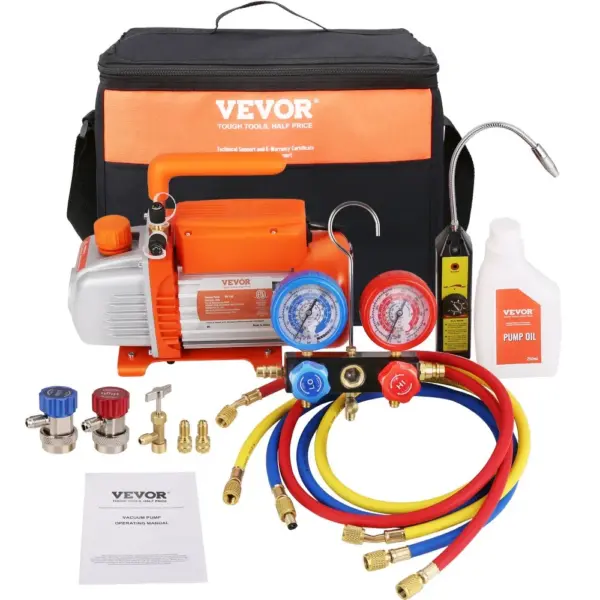 VEVOR 1/4 HP 4.5 CFM AC Vacuum Pump and Gauge Set Single Sta product image 1