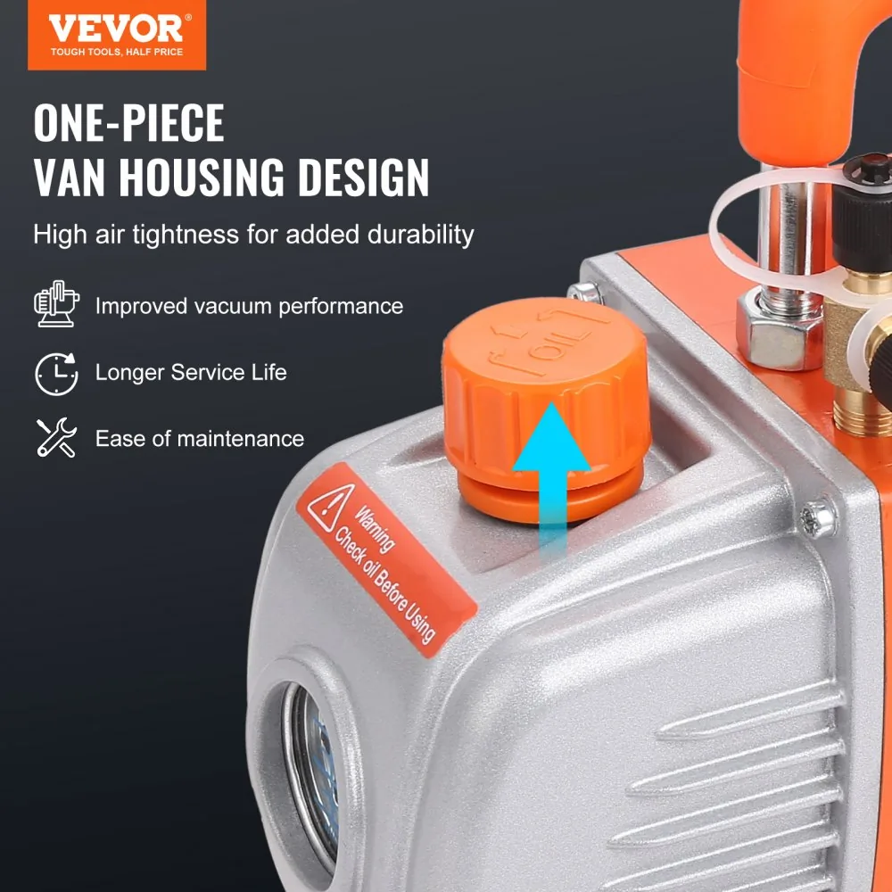 VEVOR 1/4 HP 4.5 CFM AC Vacuum Pump and Gauge Set Single Sta product image 2