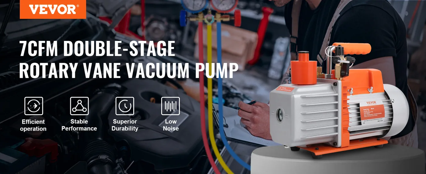 VEVOR 1/2 HP 2 Stage Rotary Vane Vacuum Pump Two-Stage Pro overview
