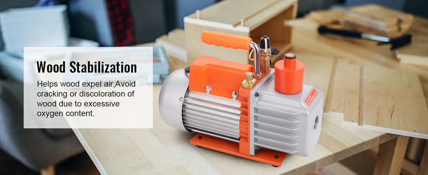 VEVOR 1/2 HP 2 Stage Rotary Vane Vacuum Pump Two-Stage Pro Wood Stabilization