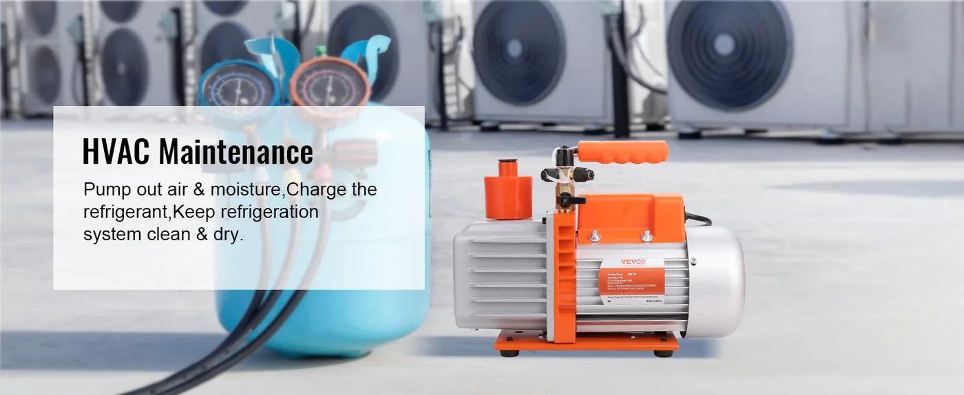VEVOR 1/2 HP 2 Stage Rotary Vane Vacuum Pump Two-Stage Pro Refrigeration Maintenance
