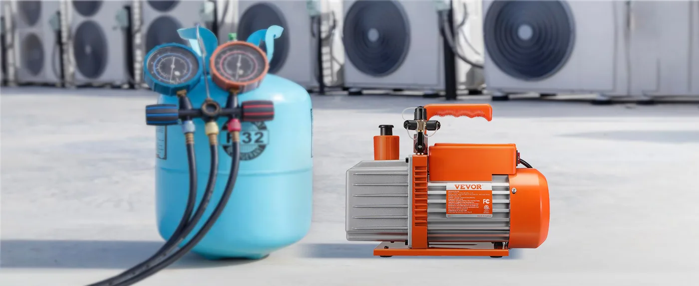 VEVOR 1/2 HP 2 Stage Rotary Vane Vacuum Pump Two-Stage Pro Refrigeration Maintenance