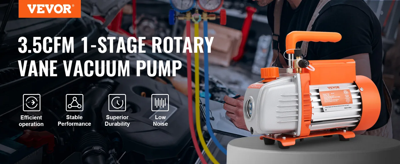 VEVOR 1/5 HP Single Stage Vacuum Pump Single-Stage Pro 3.5 C overview
