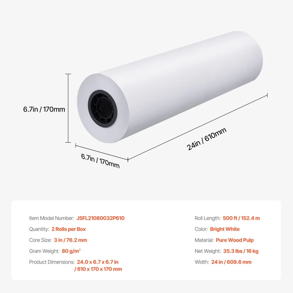 VEVOR Wide Format Paper 2 Rolls 24 inch product image 7