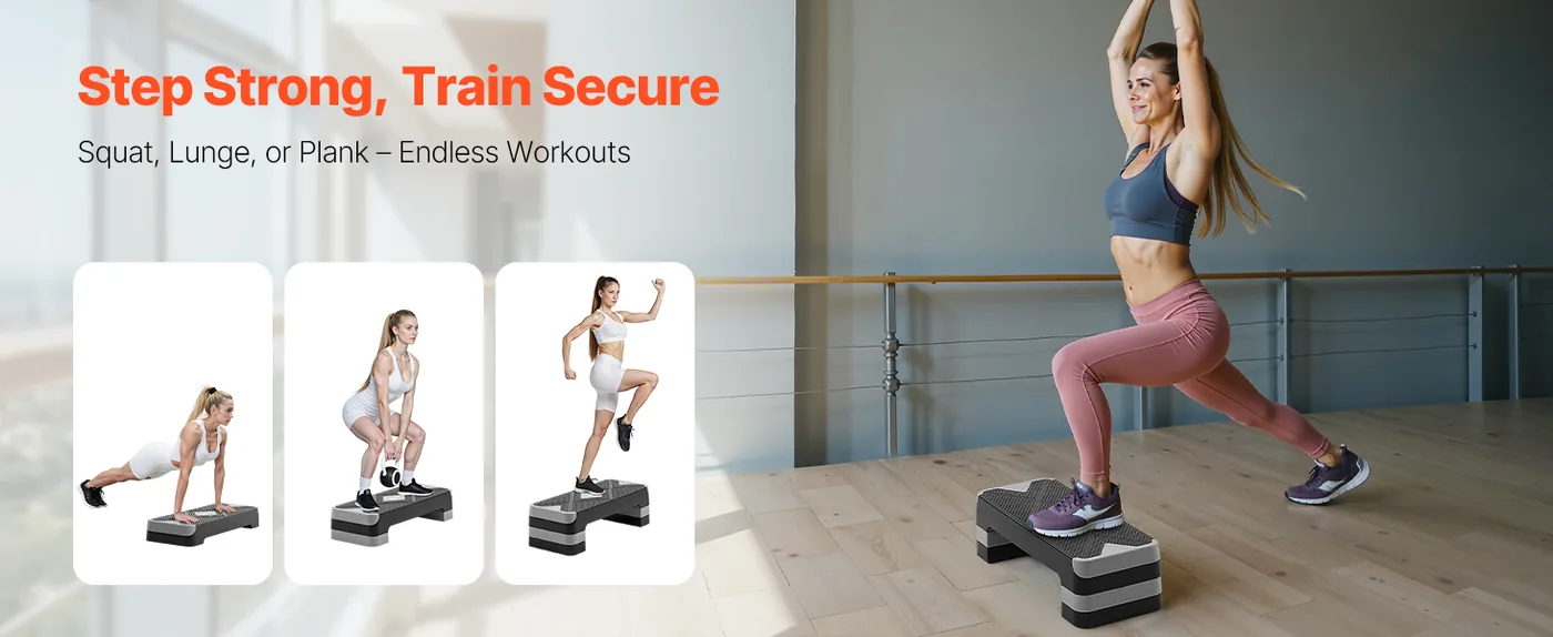 VEVOR Aerobic Exercise Step Platform Gray overview
