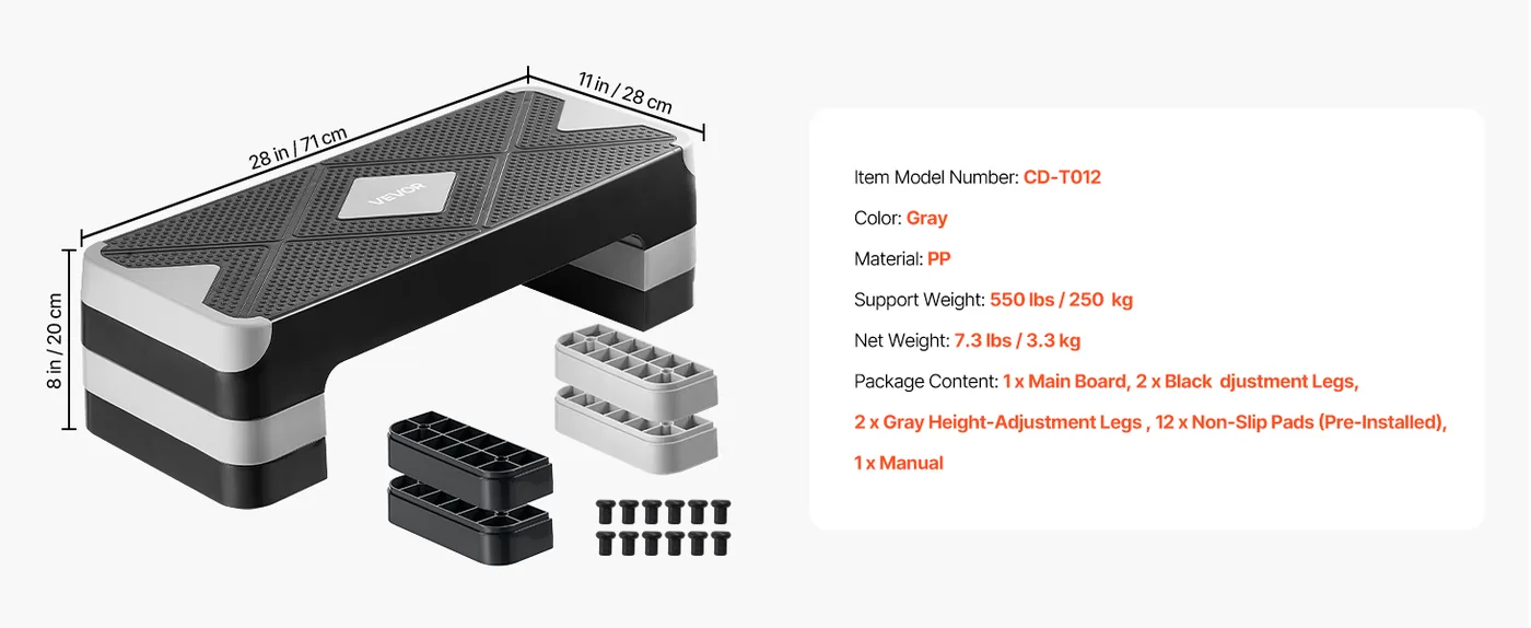 VEVOR Aerobic Exercise Step Platform Gray feature 5