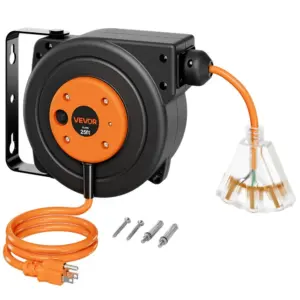 VEVOR retractable extension cord reel 25FT front view