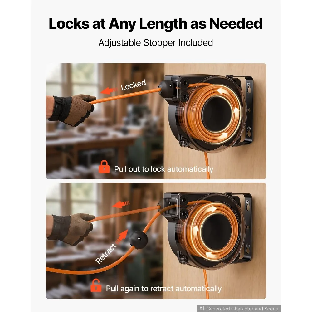 VEVOR retractable cord reel 13A circuit breaker