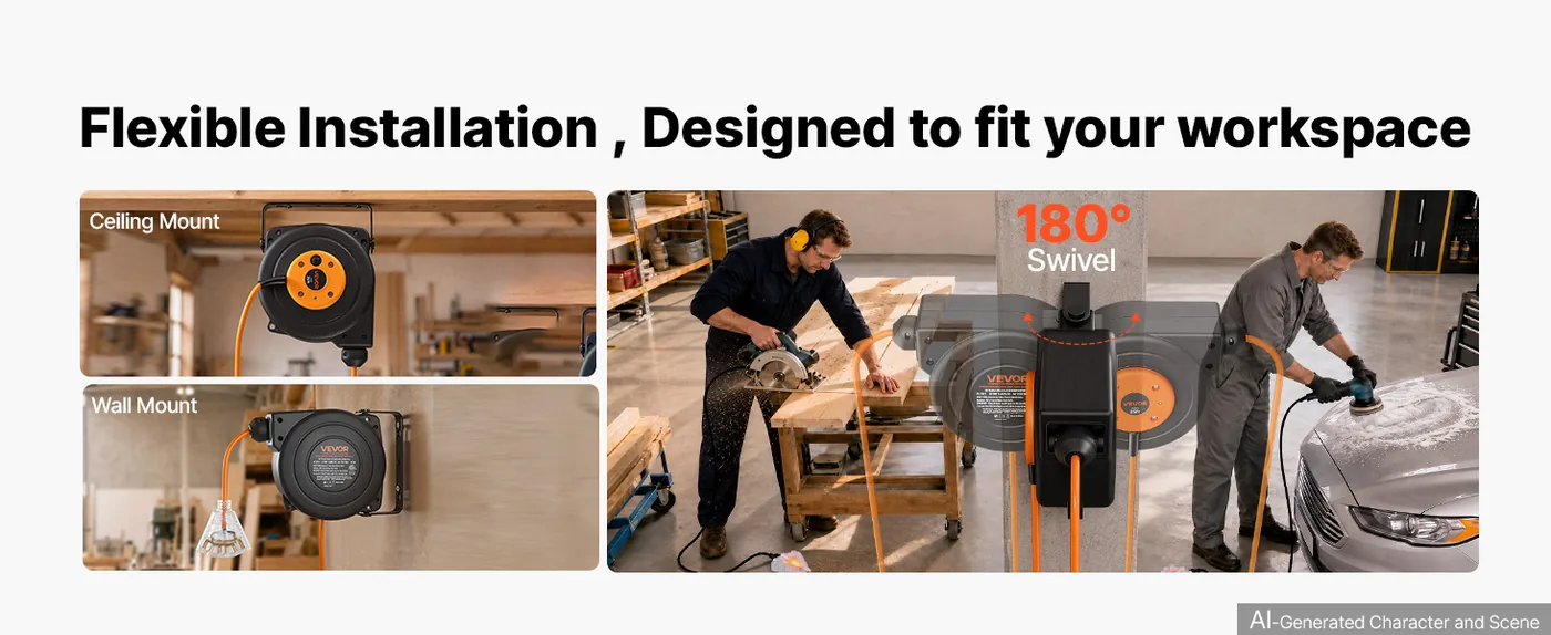 VEVOR cord reel wide application workshop