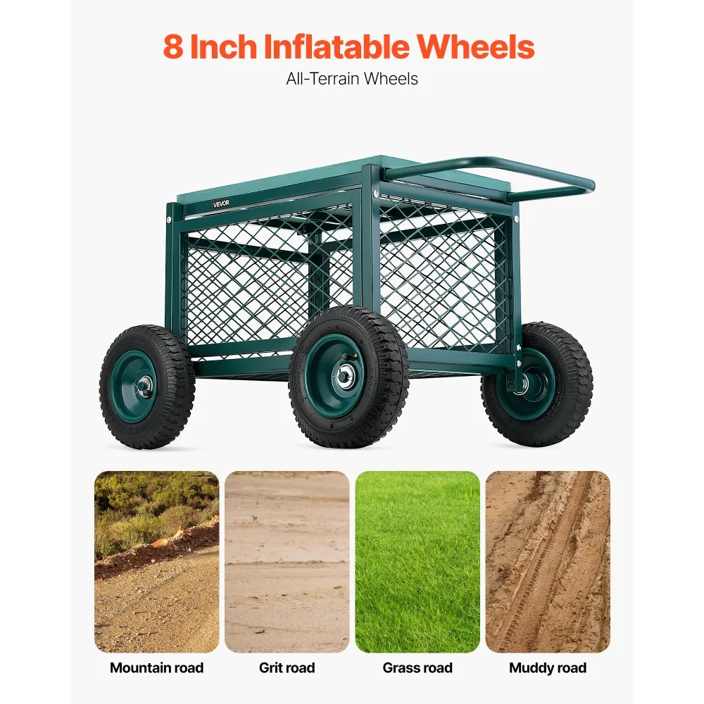 VEVOR Rolling Garden Cart with Seat Metal Storage Style product image 2