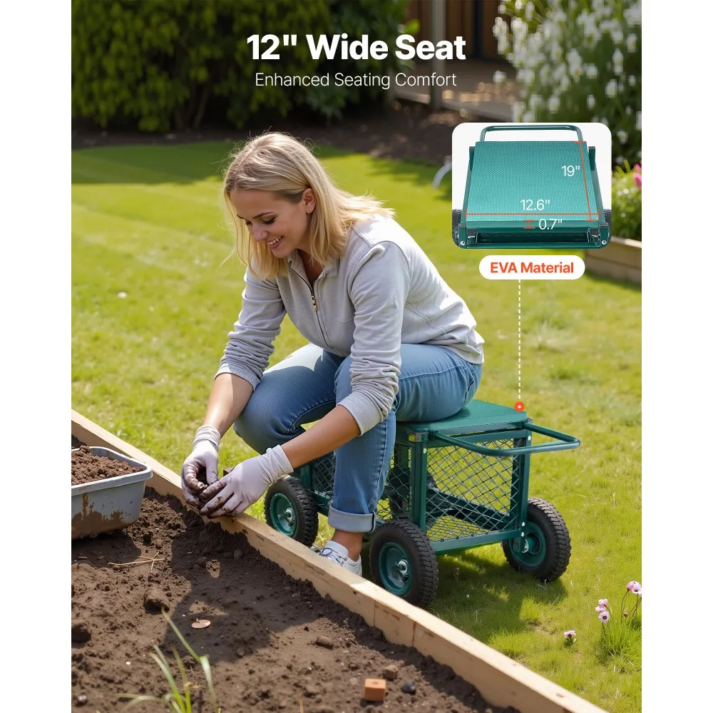 VEVOR Rolling Garden Cart with Seat Metal Storage Style product image 4