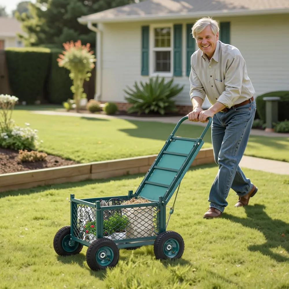 VEVOR Rolling Garden Cart with Seat Metal Storage Style product image 8