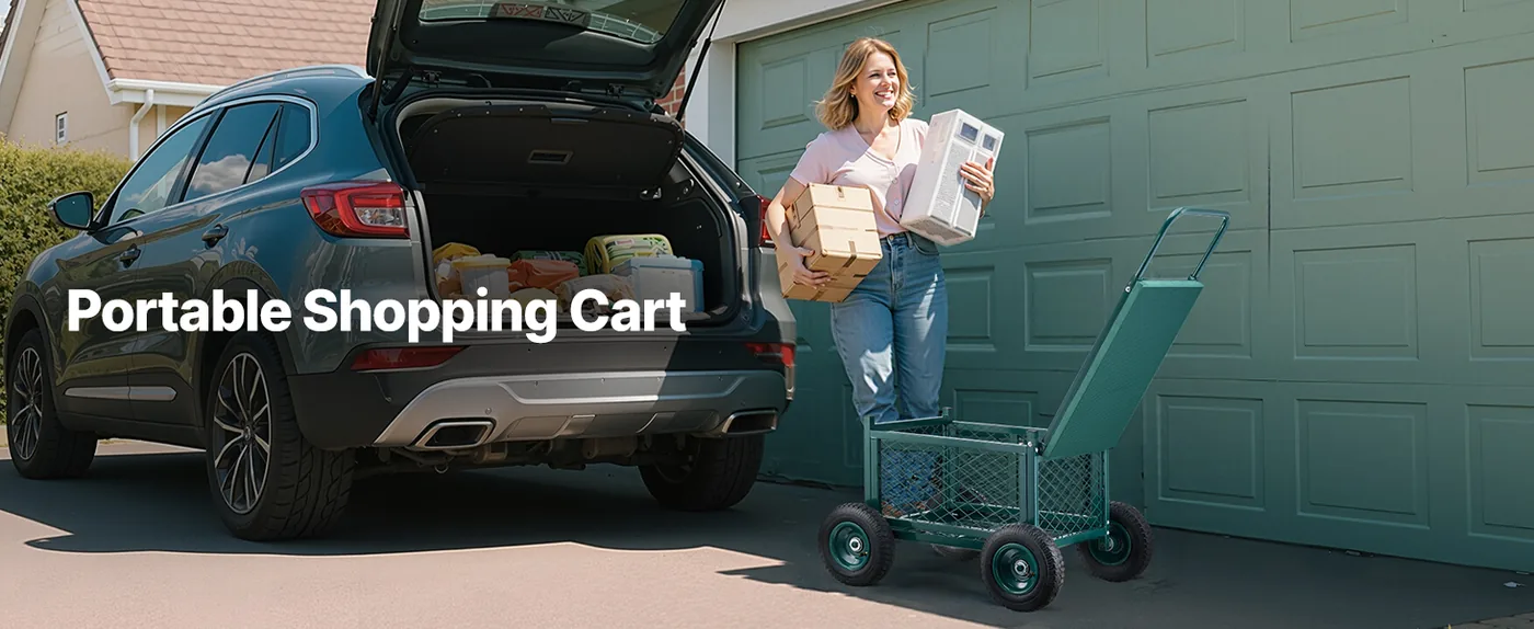 VEVOR Rolling Garden Cart with Seat Metal Storage Style feature 2