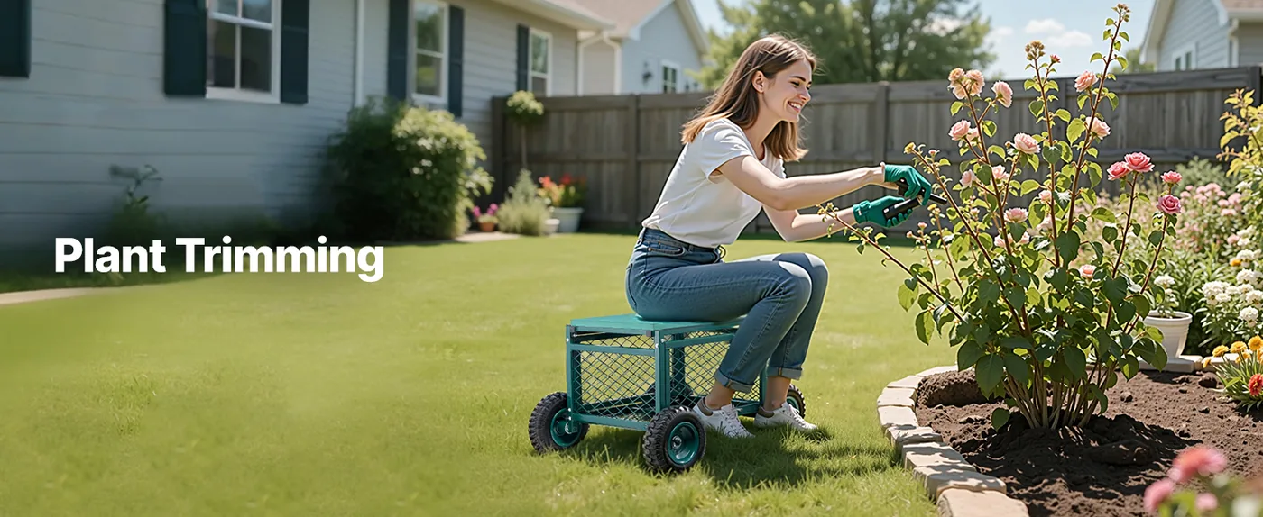VEVOR Rolling Garden Cart with Seat Metal Storage Style feature 5