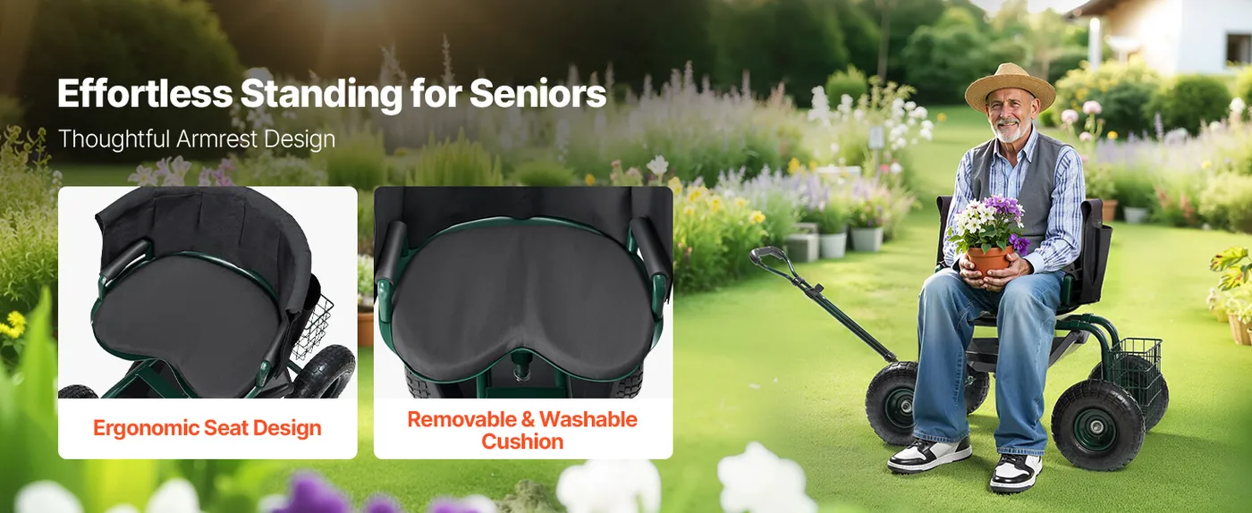VEVOR Garden Seat with Wheels Seat Back Style feature 1