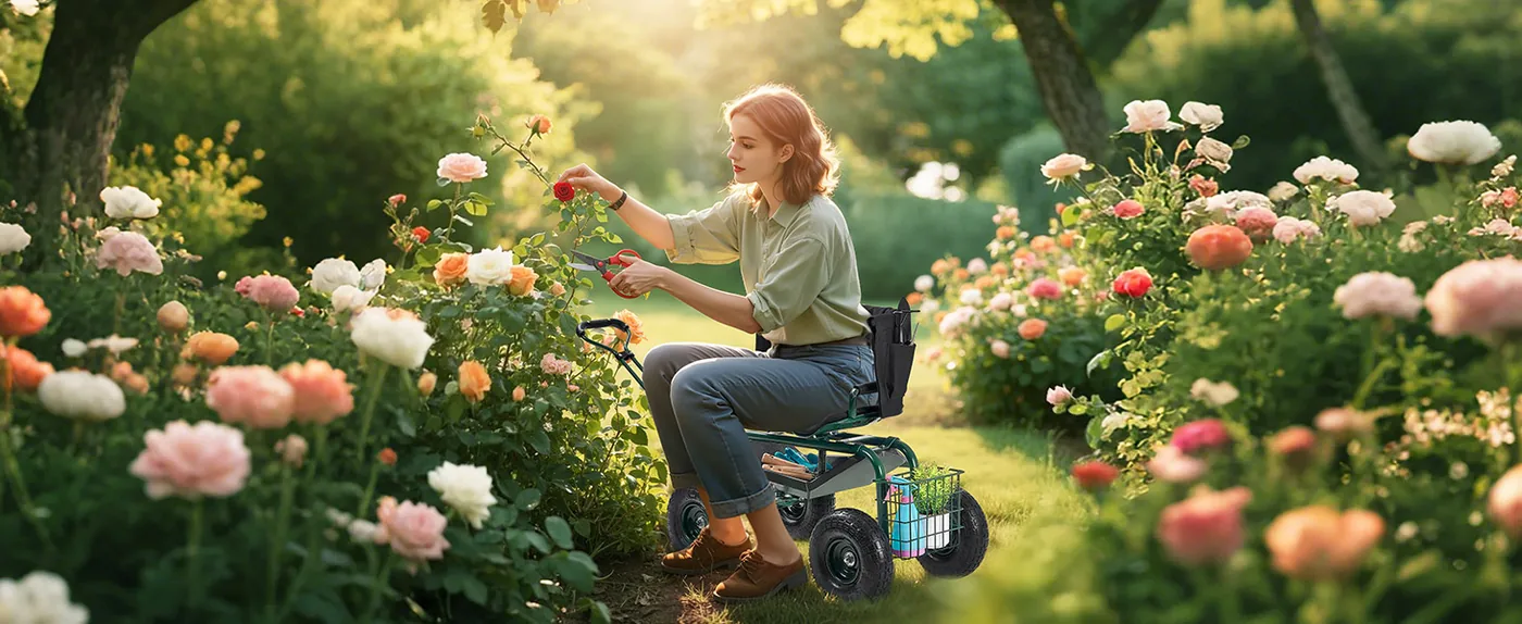 VEVOR Garden Seat with Wheels Seat Back Style feature 2