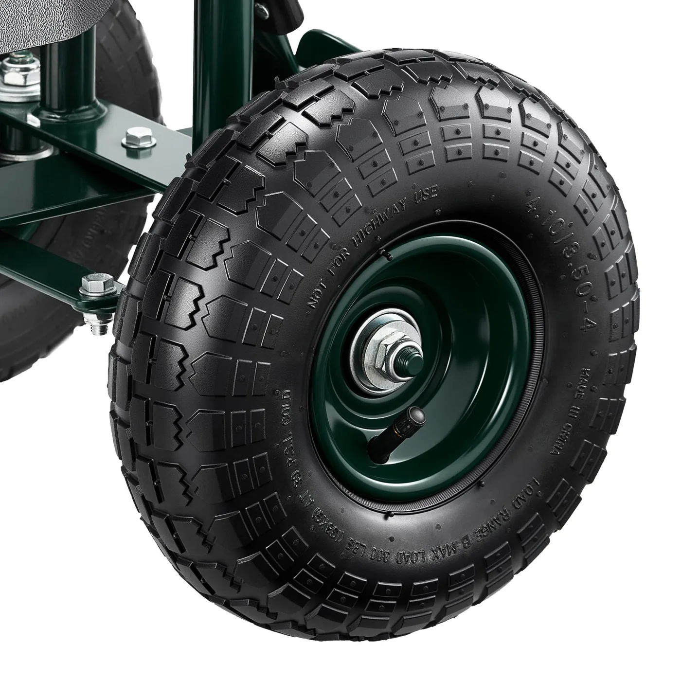 VEVOR Garden Seat with Wheels Seat Back Style 10-inch Inflatable Wheels
