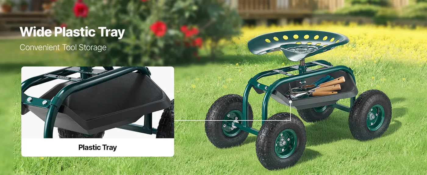 VEVOR Rolling Garden Cart with Swivel Seat Chair Style feature 1