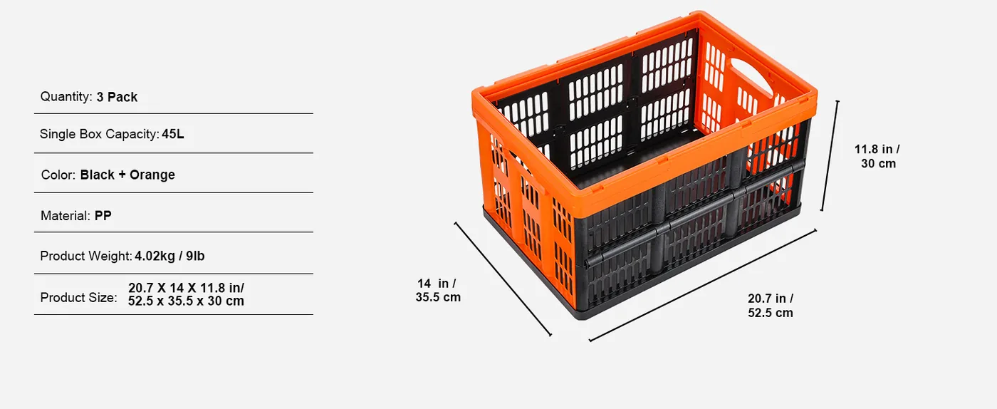 VEVOR 45L collapsible storage basket overview