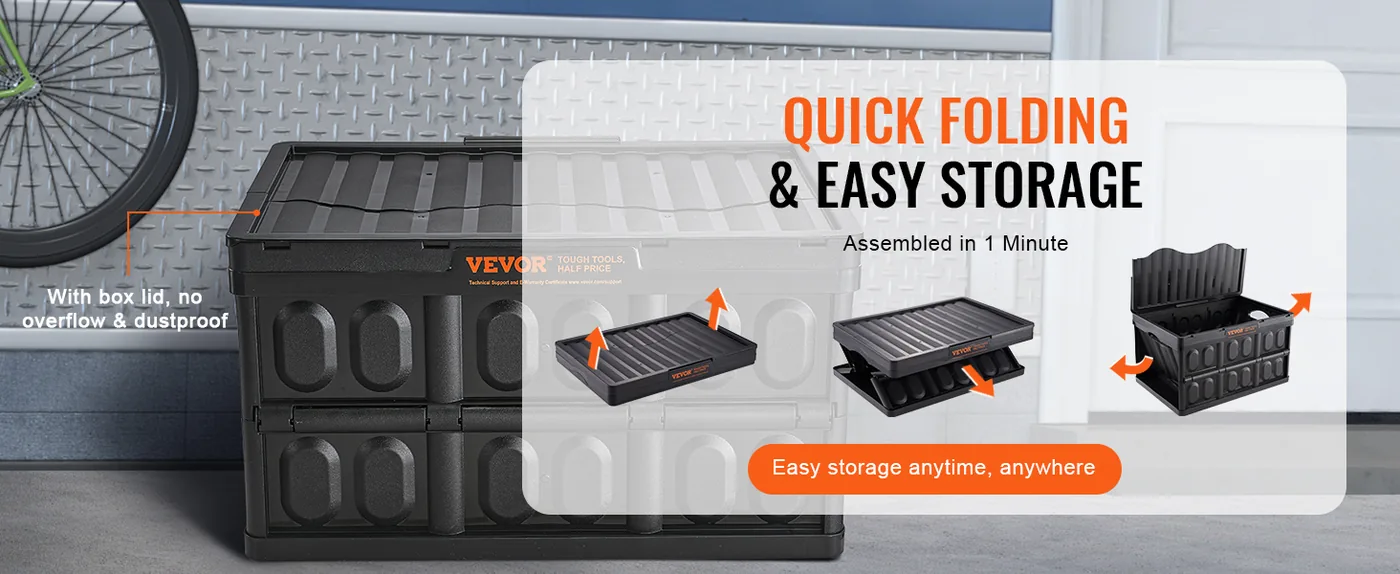 VEVOR Collapsible Storage Bins with Lids 45L feature 1
