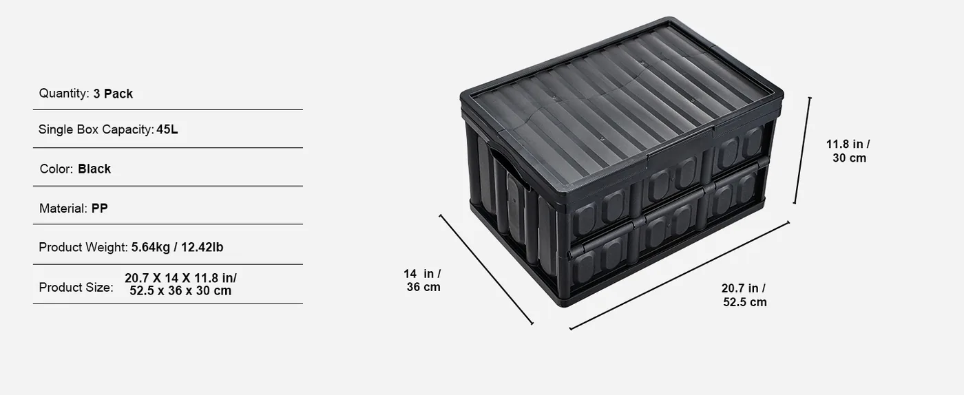 VEVOR Collapsible Storage Bins with Lids 45L feature 5