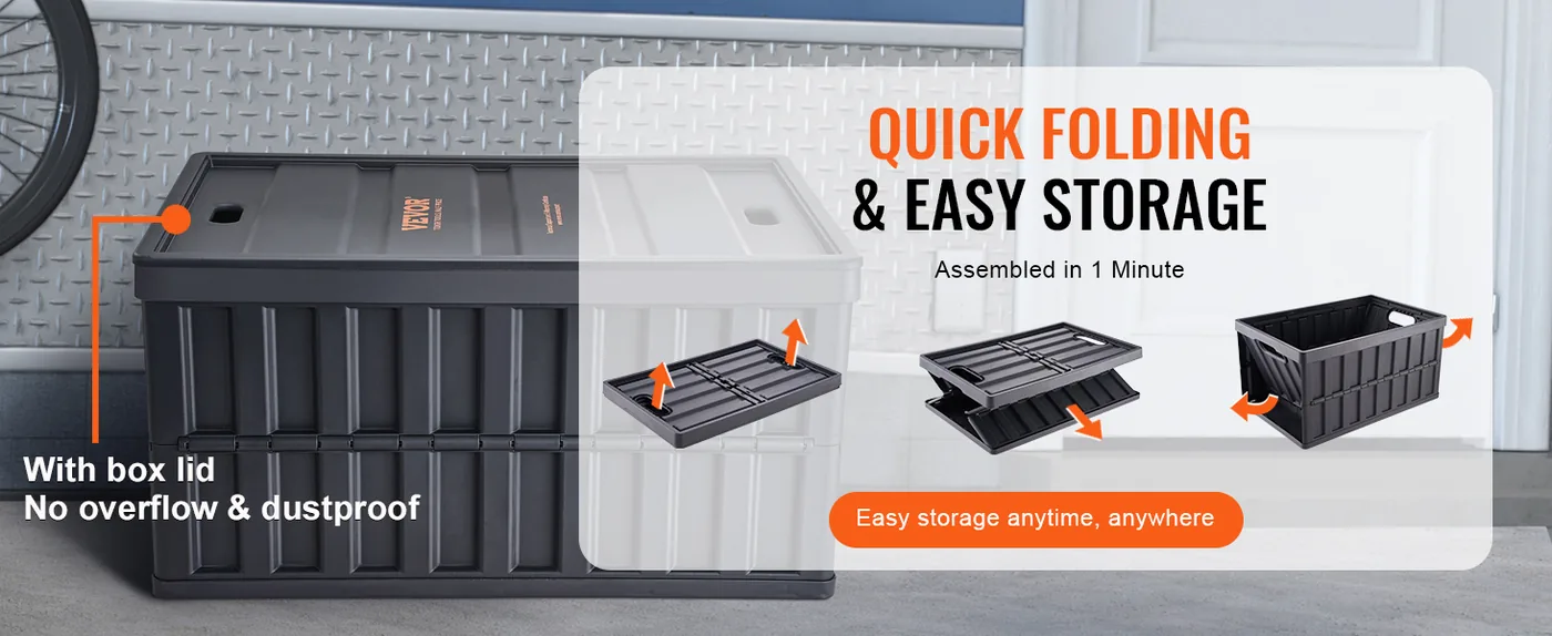 VEVOR Collapsible Storage Bins with Lids 64L feature 1