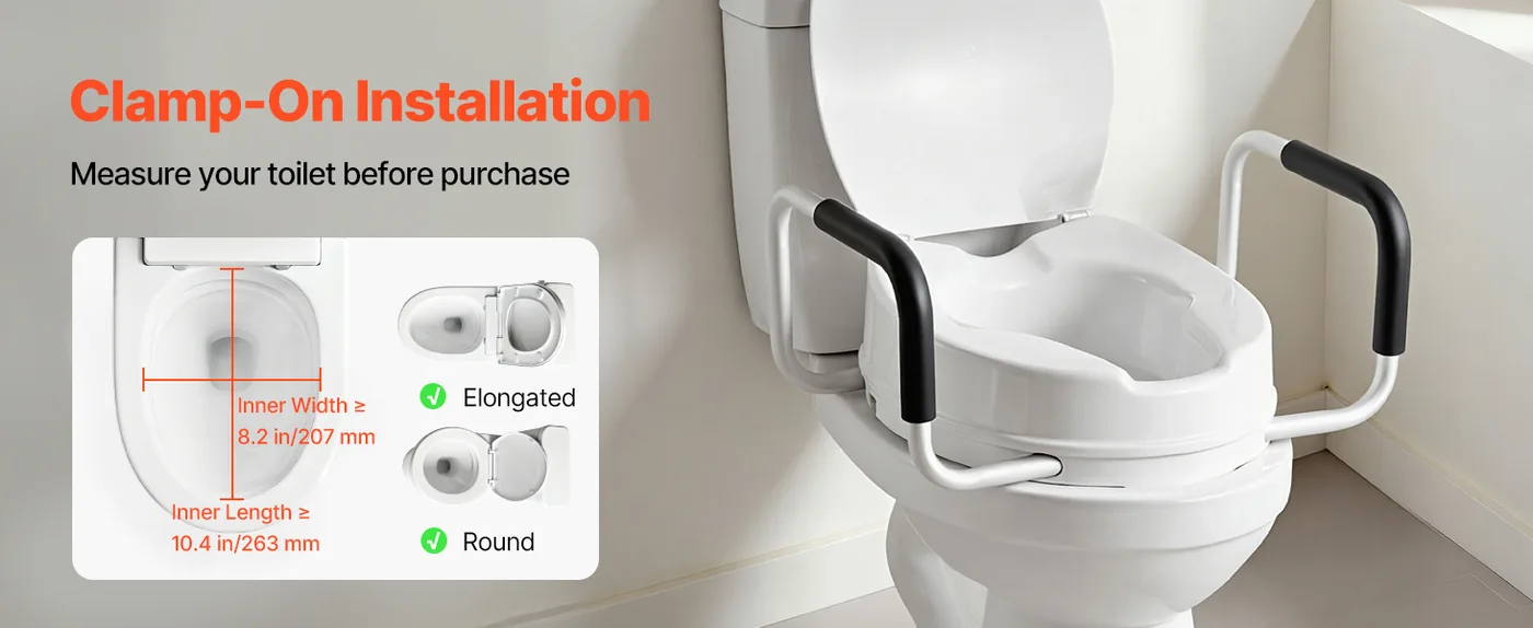 VEVOR Raised Toilet Seat with Arms 4 inch With Armrest feature 1