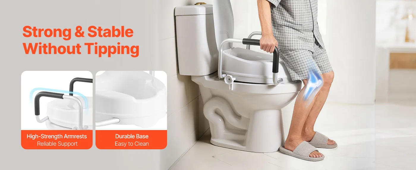 VEVOR Raised Toilet Seat with Arms 4 inch With Armrest feature 2