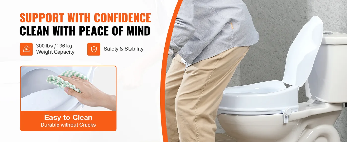 VEVOR Raised Toilet Seat 4 inch Without Armrest feature 2