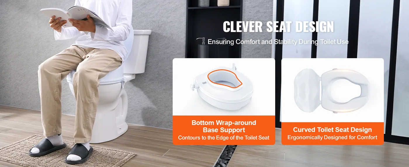 VEVOR Raised Toilet Seat 4 inch Without Armrest feature 3