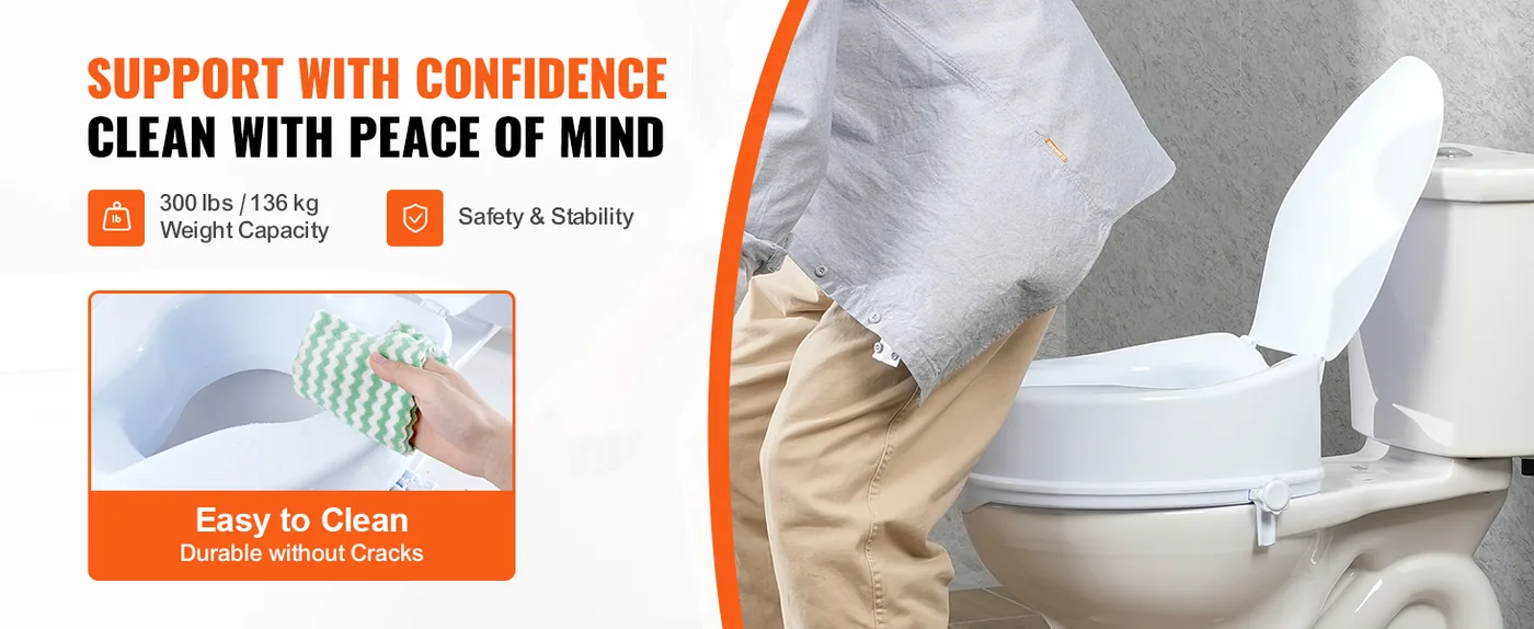 VEVOR Raised Toilet Seat 6 inch Without Armrest feature 2