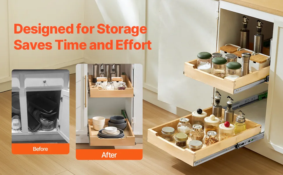 VEVOR Pull Out Cabinet Organizer 1 Tier 14 x 21 in feature 2