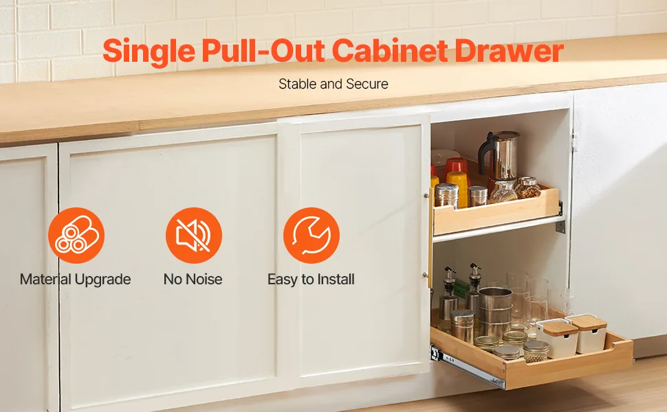 VEVOR Pull Out Cabinet Organizer 1 Tier 17 x 21 in overview