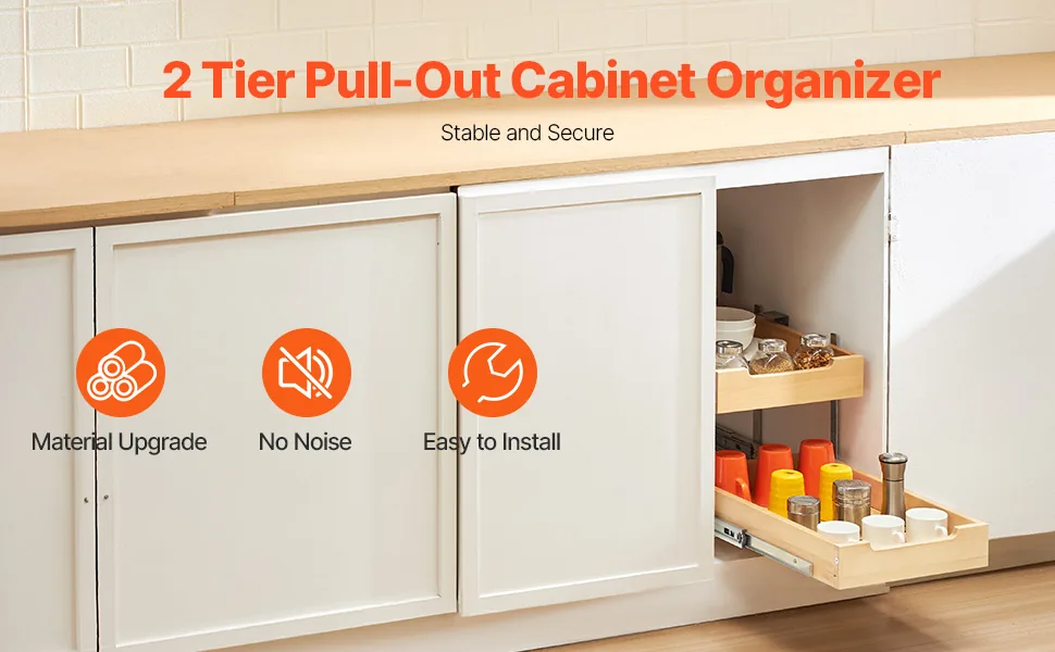 VEVOR 2 Tier Pull Out Cabinet Organizer 2 Tiers 14 x 21 in overview