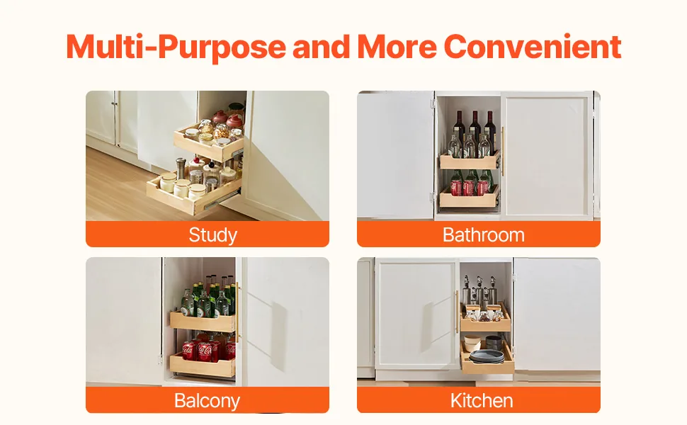 VEVOR 2 Tier Pull Out Cabinet Organizer 2 Tiers 14 x 21 in feature 4