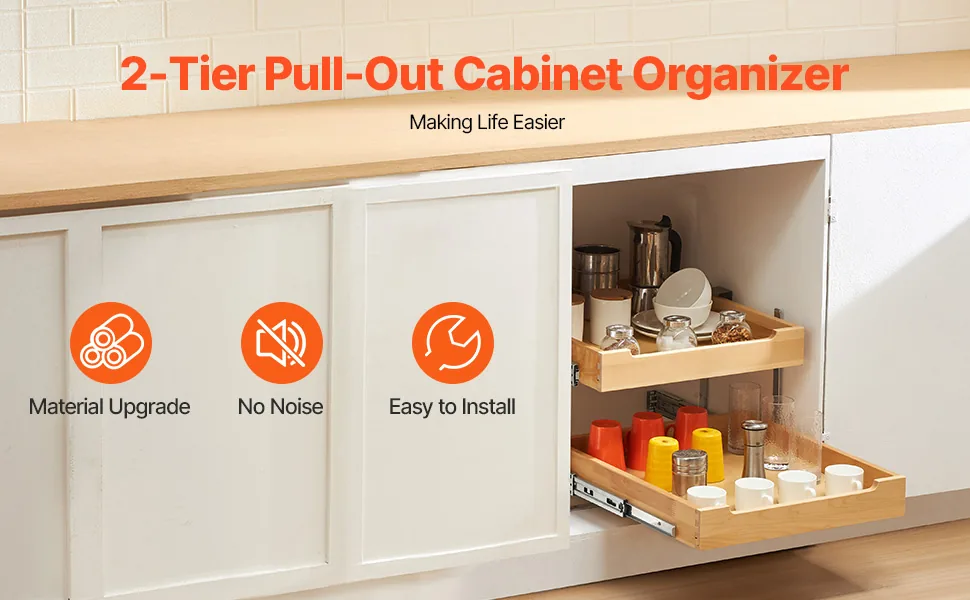 VEVOR 2 Tier Pull Out Cabinet Organizer 2 Tiers 20 x 21 in overview
