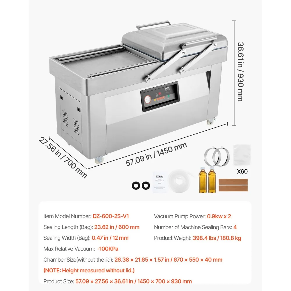 VEVOR Chamber Vacuum Sealer Floor-Standing 2000W product image 7