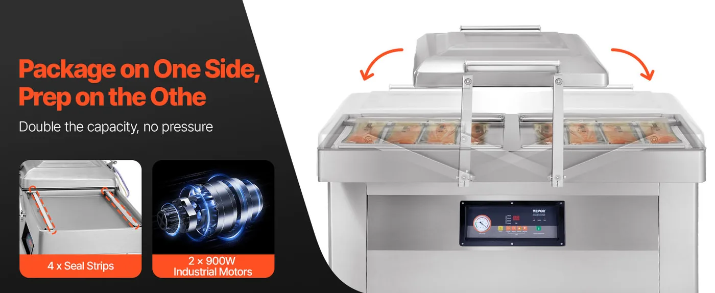 VEVOR Chamber Vacuum Sealer Floor-Standing 2000W Dual Chamber Alternating