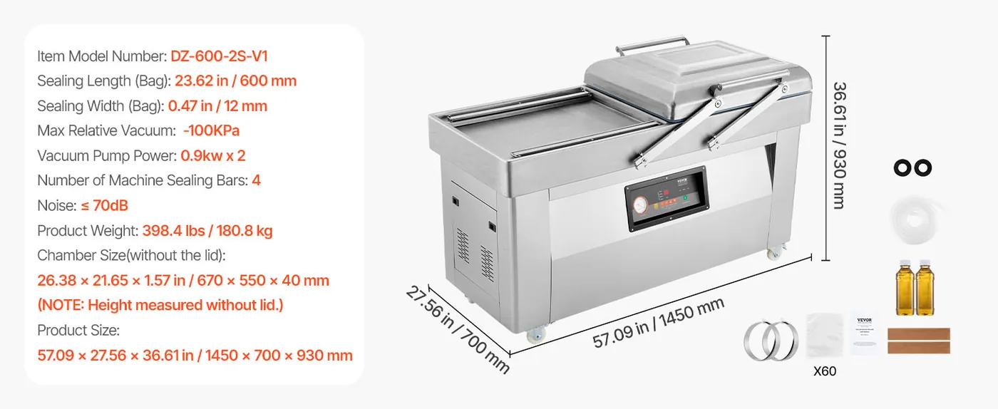 VEVOR Chamber Vacuum Sealer Floor-Standing 2000W feature 1