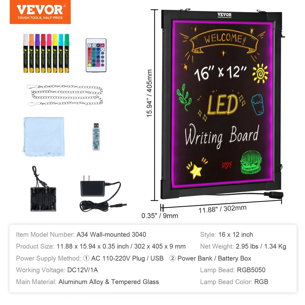 VEVOR LED Message Writing Board 12 x 16 in product image 7