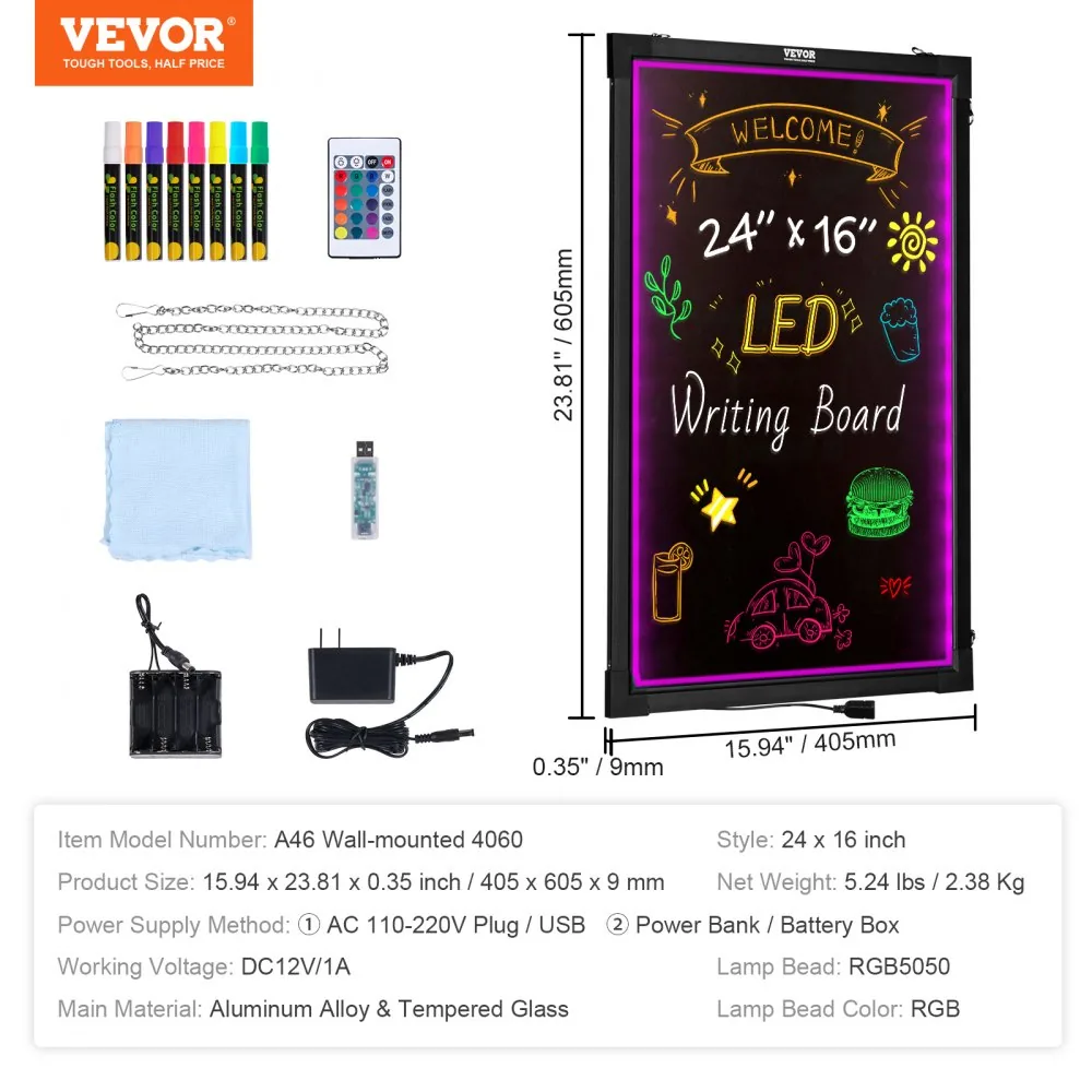 VEVOR LED Message Writing Board 16 x 24 in product image 7