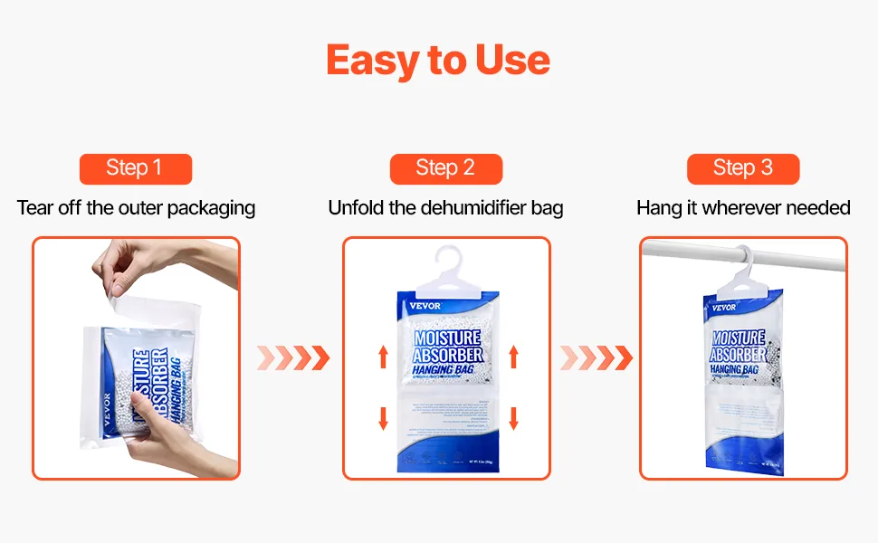 VEVOR Hanging Moisture Absorber 10-Pack Hanging Bag feature 3