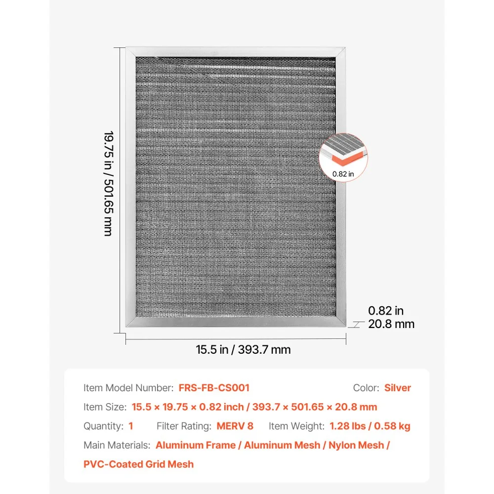 VEVOR Electrostatic Air Filter 16x20x1 inch product image 7