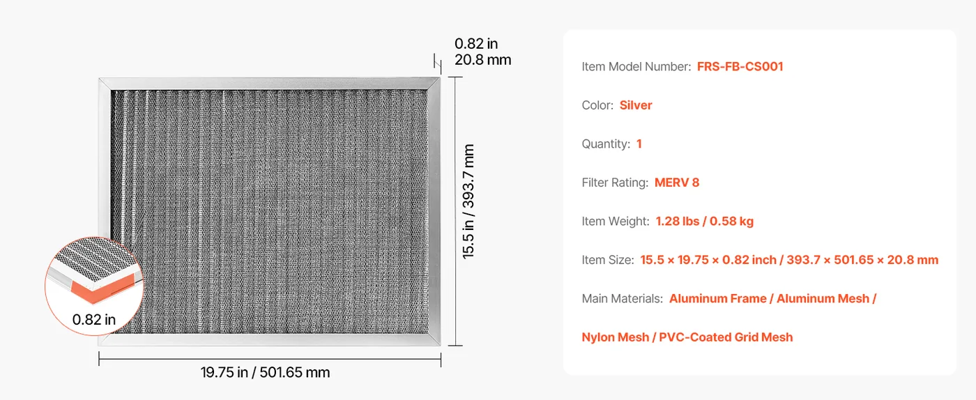 VEVOR Electrostatic Air Filter 16x20x1 inch feature 1