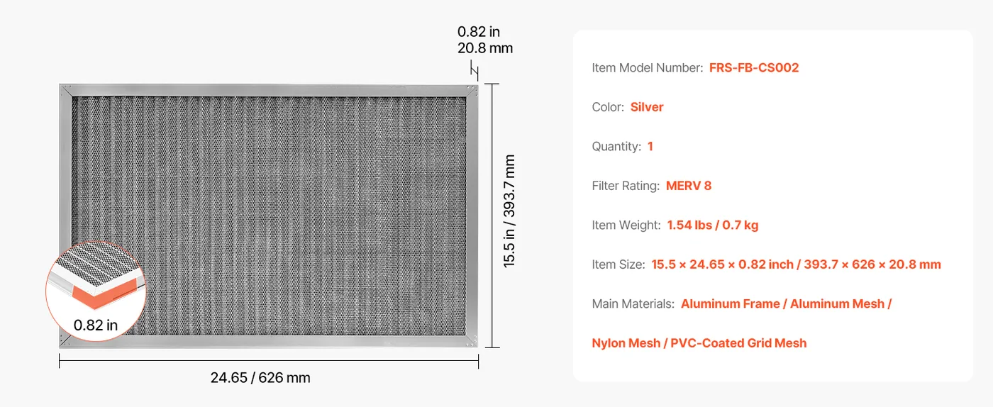VEVOR Electrostatic Air Filter 16x25x1 inch feature 1