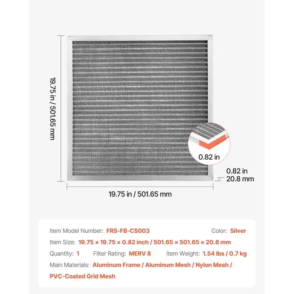VEVOR Electrostatic Air Filter 20x20x1 inch product image 7