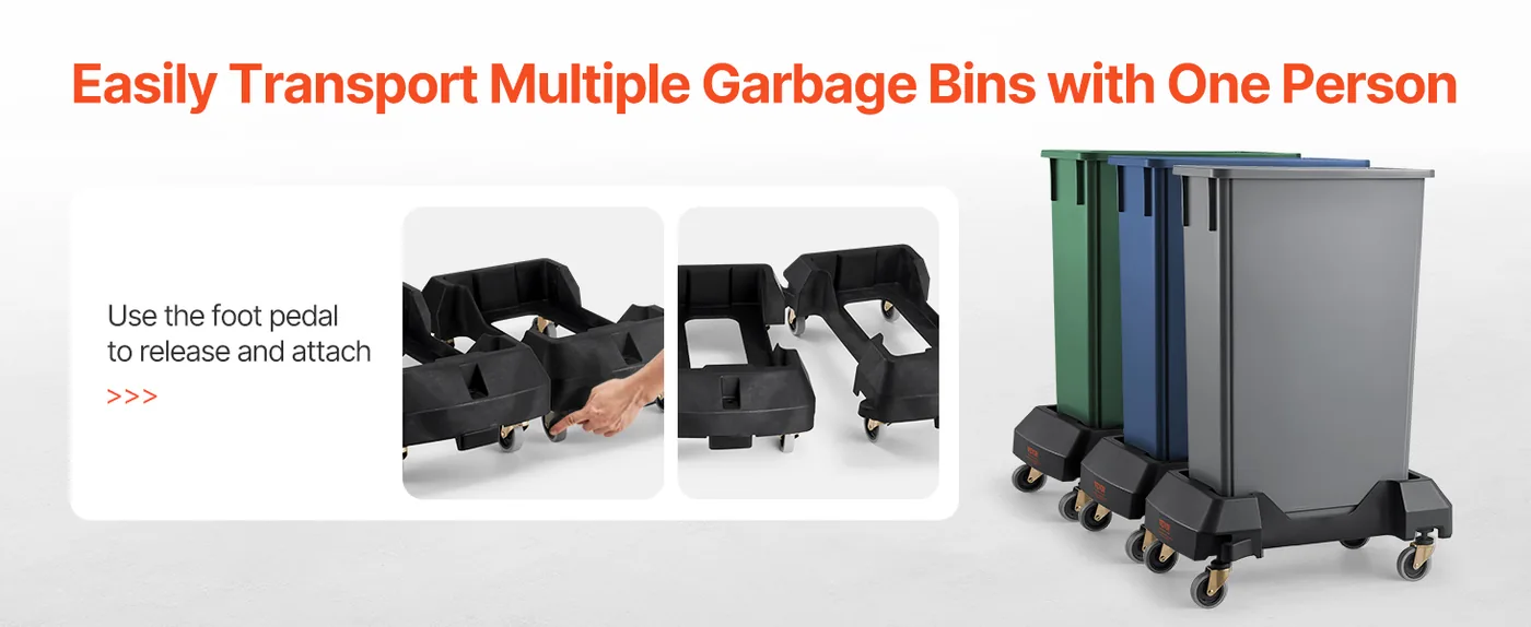 VEVOR Trash Can Dolly 1 Piece Square feature 1