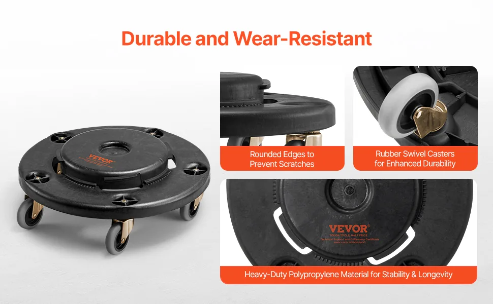 VEVOR Trash Can Dolly 1 Piece Round feature 3