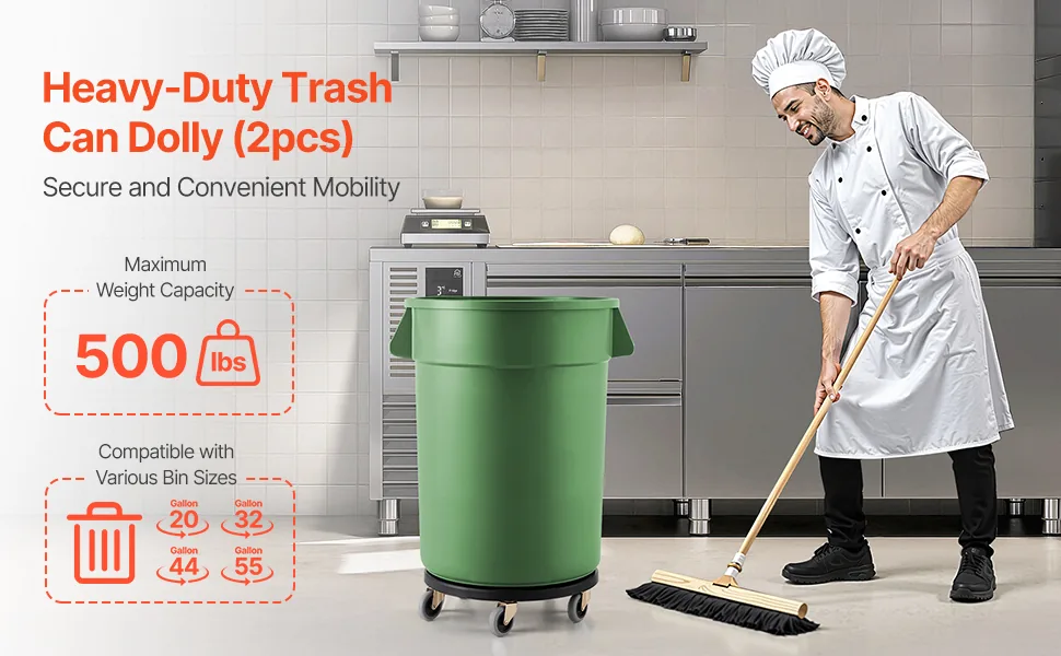 VEVOR Trash Can Dolly 2 Piece Round overview